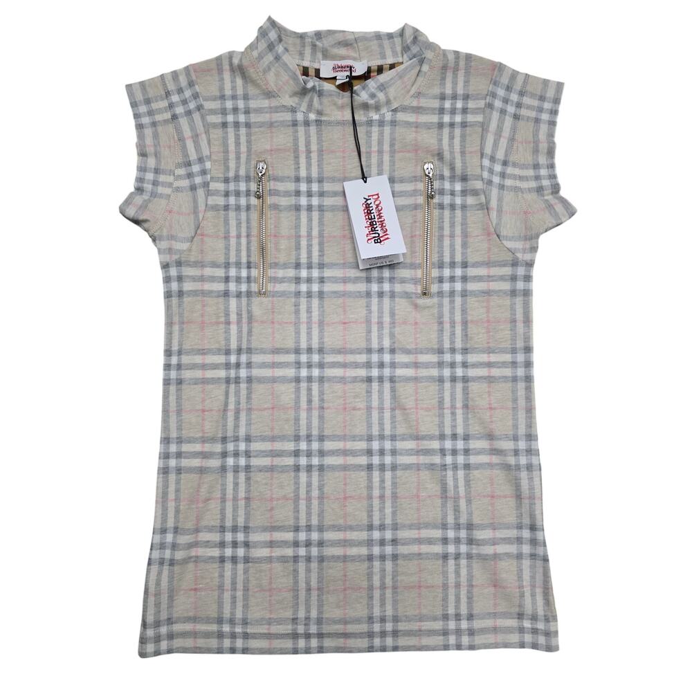 Burberry x Vivienne Westwood Zip T Shirt Antique Yellow Check Size XS Unisex
